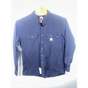 Carhartt FR Shirt Mens Navy Long Sleeve Button Up Flame Resistant CAT2 XL